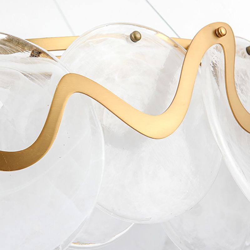 Minimal Style Chandelier Light Fixture Round Shape Glass Hanging Light