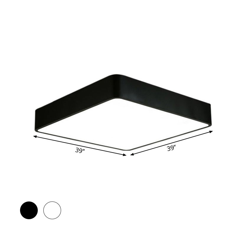 Nordic Square Flush Mount Lamp Acrylic Office LED Ceiling Light in Black/White, 16"/23.5"/39" Wide