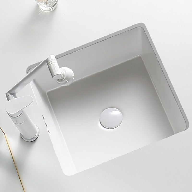 Modern Undermount Bathroom Sink Porcelain with Pop-Up Drain Basin Sink