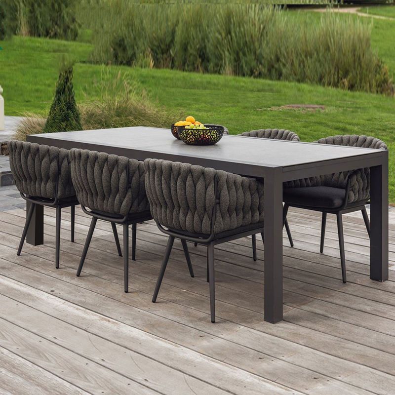 Modern Dining Table Set with Metal Base 1/7 Pieces Dining Table Set for Outdoor