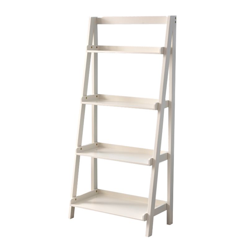 Contemporary Style Ladder Bookcase Wooden Vertical Open Back Book Shelf