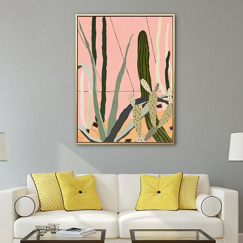 Textured Illustration Plant Canvas Wall Art Nordic Style Wall Decor for Family Room