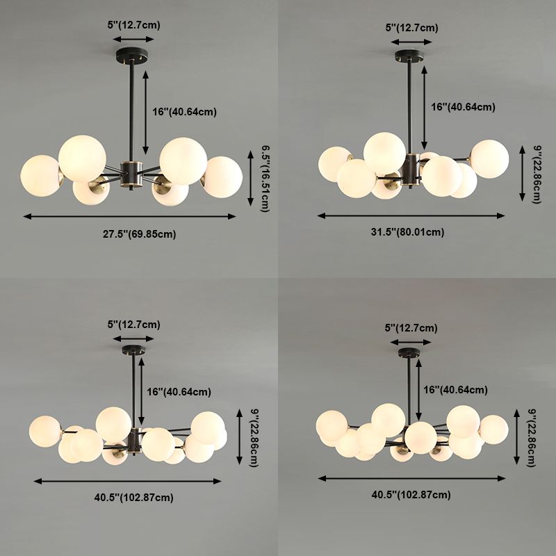 Metal Ceiling Hanging Lights Modernist Chandelier Light Fixture with Glass Shade