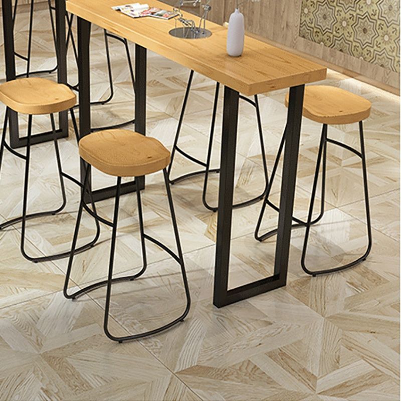 Natural Solid Wood Bar Table Sled Base Dining Table for Kitchen Living Room Coffee Room