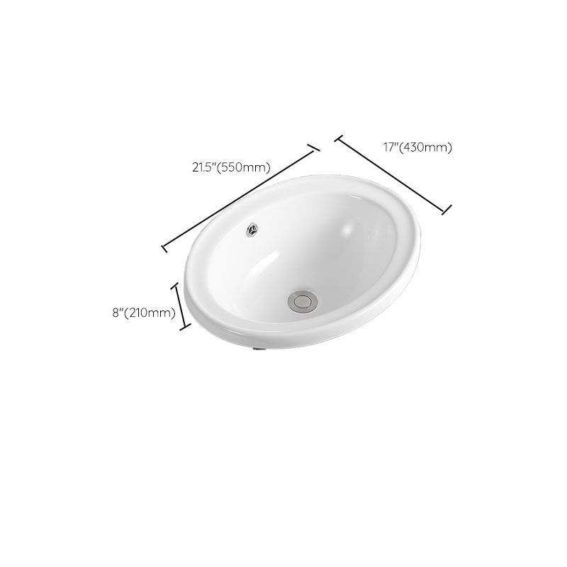 Contemporary Bathroom Sink with Overflow Porcelain Round Vessel Lavatory Sink