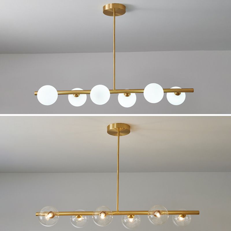 Glass Round Island Lighting Fixture Modern Chandelier Lighting Fixture for Dinning Room