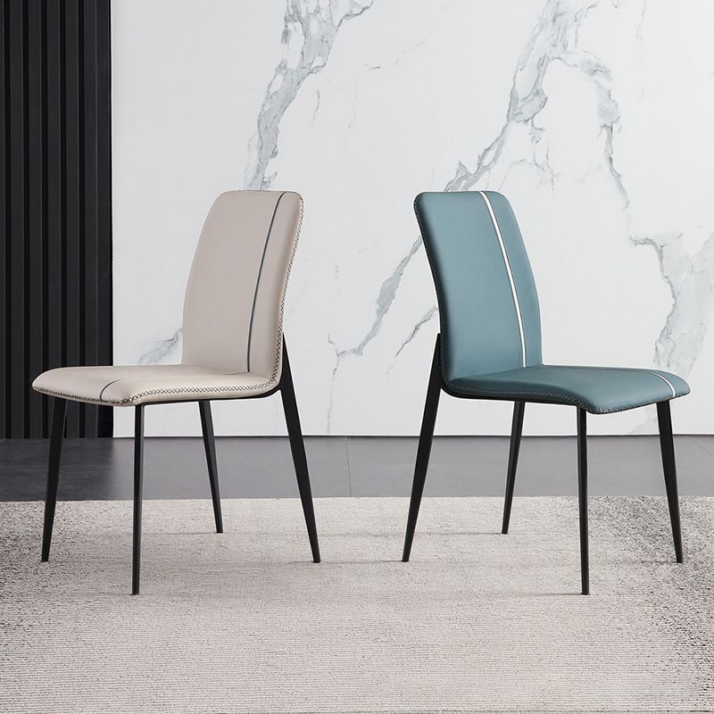 Dining Room Home Upholstered Chair Leather Parsons Armless Chair