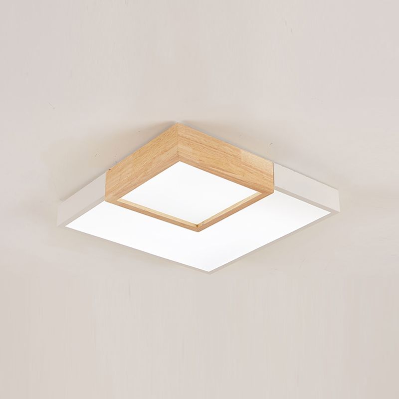 2 Lights Wooden Ceiling Mounted Light Contemporary Ceiling Light with Acrylic Shade