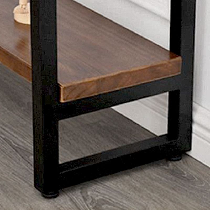Storage Console Table Trestle Solid Wood Console Table in Brone with Shelf