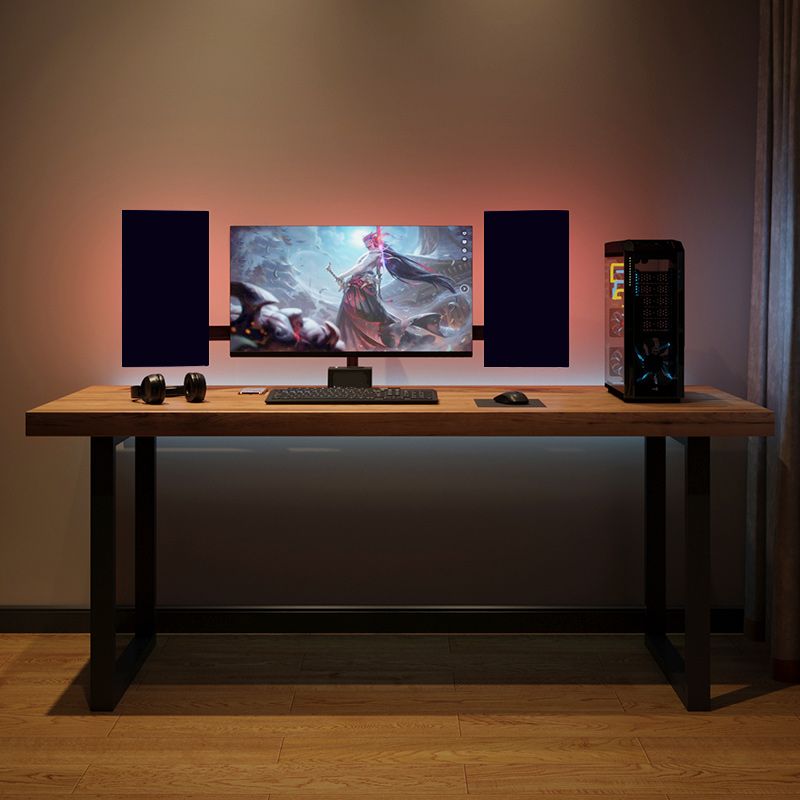 Solid Wood Writing Desk Industrial Rectangular Gaming Desk for Home