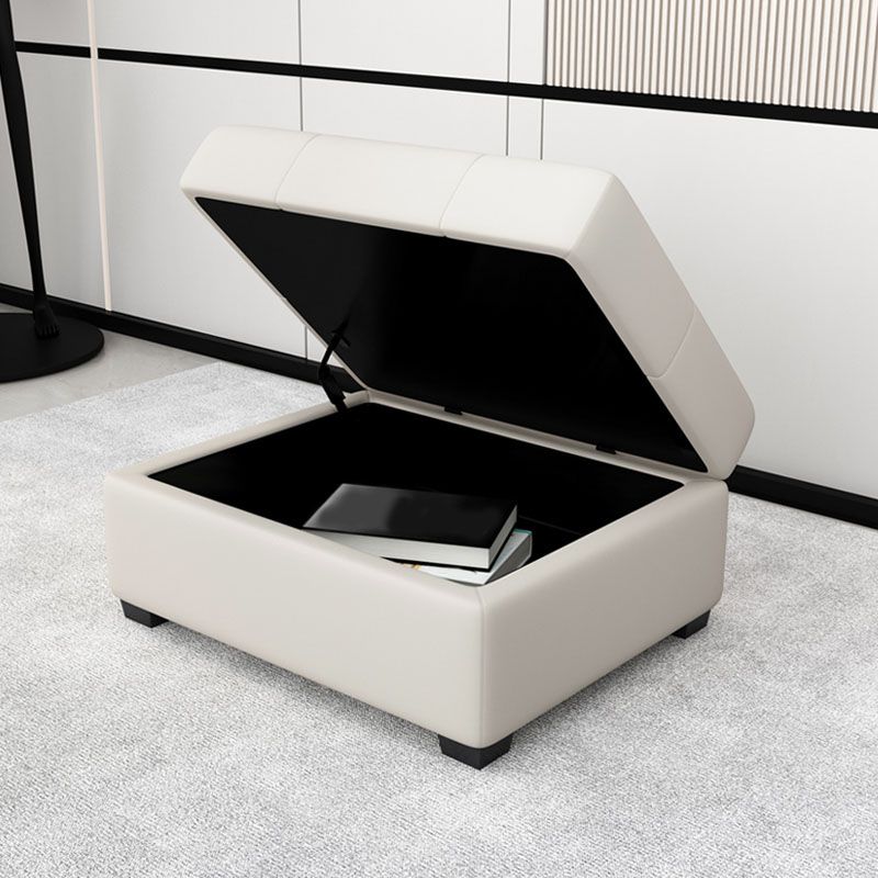 Modern Storage Ottomans Rectangle Leather Storage Ottomans with Legs