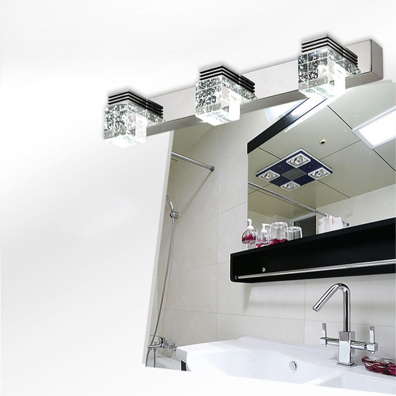 Square Vanity Sconce Lights Modern Minimalist Style Crystal Vanity Light