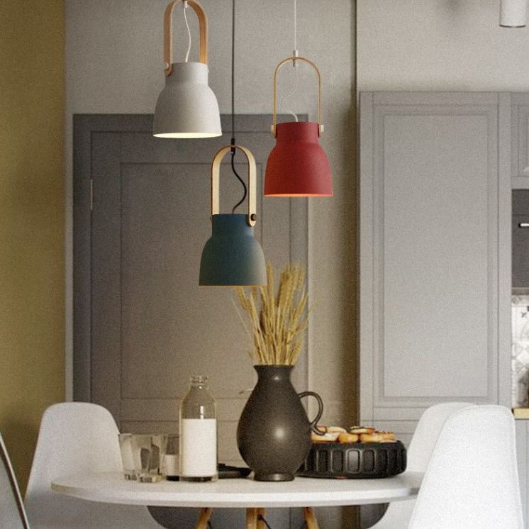 Wooden Handle Pendant Ceiling Light Simplicity Pendant Lighting Fixture for Dinning Room