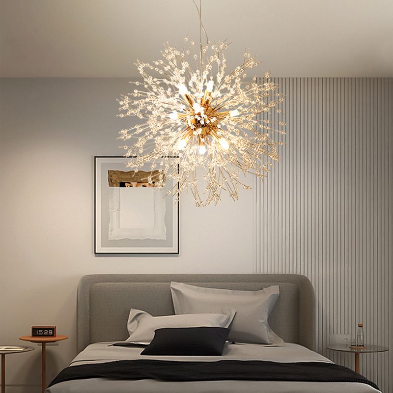 Lámpara de lámpara de forma de globo de forma nórdica lámpara de araña de luciérnagas para sala de estar