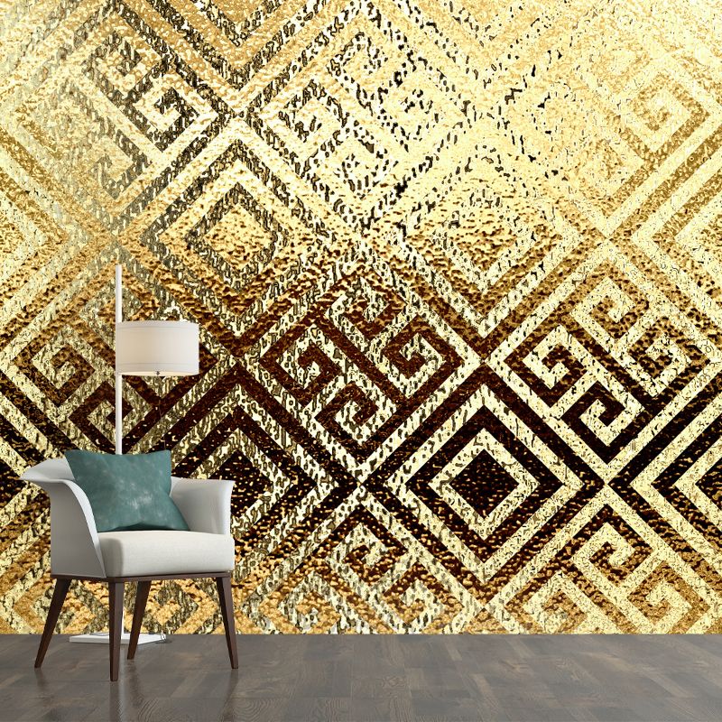 Gold Foil Wallpaper Mural Geometric Pattern Artistic Moisture Resistant Wall Decor