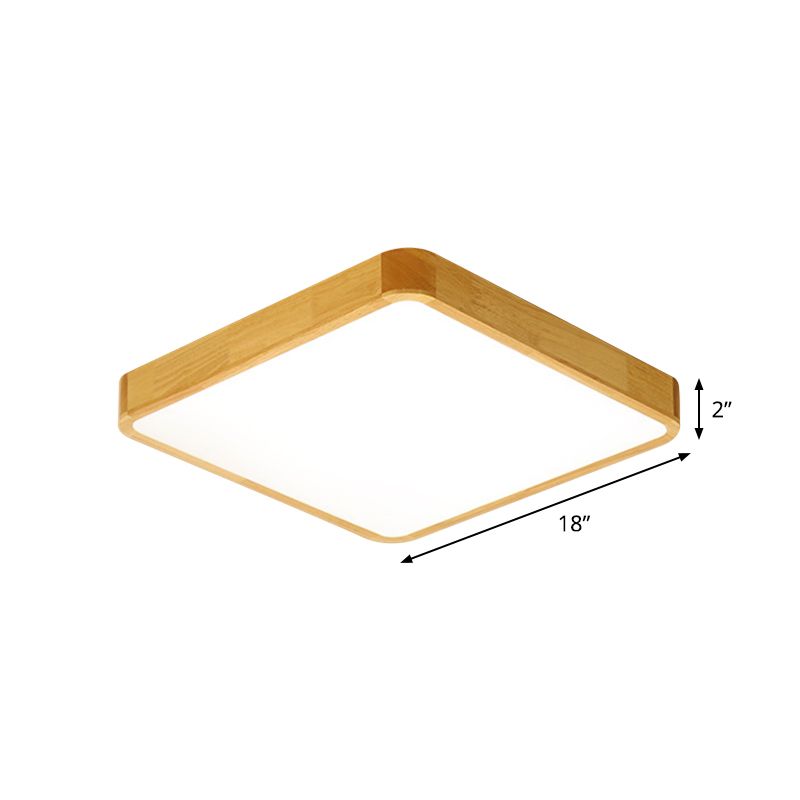 Simplicity LED Flush Mount Fixture Beige Square Ceiling Flush with Acrylic Shade in Warm/White Light, 18"/21"/25.5" W