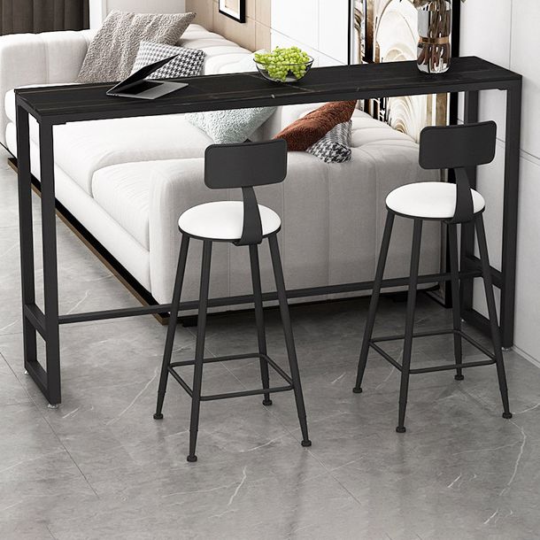 Trestle Base Bar Table Modern Rectangle Sintered Stone Bar Table