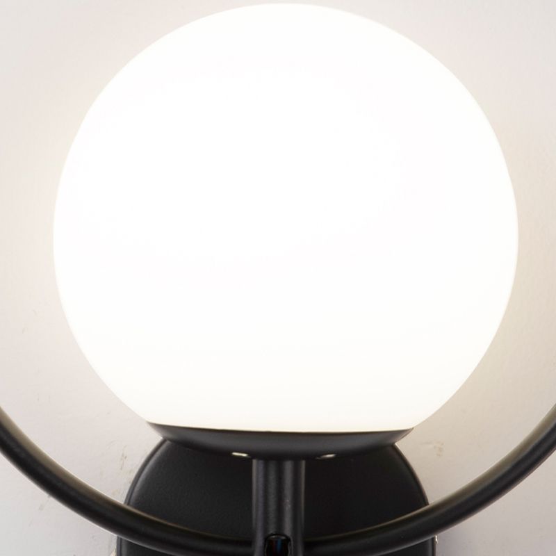 Modern Style Wall Mount Lamp 1-Light Spherical with Glass Shade for Bedroom