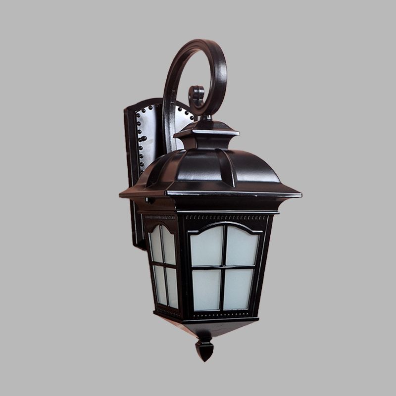 1-Light Twisted Arm Sconce Farmhouse Black/Gold Aluminum Wall Mounted Light for Courtyard