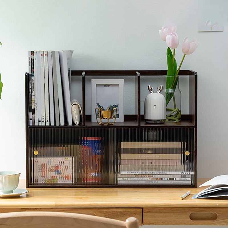 Contemporary Closed Back Bookcase Bamboo Horizontal Bookshelf with Cabinets