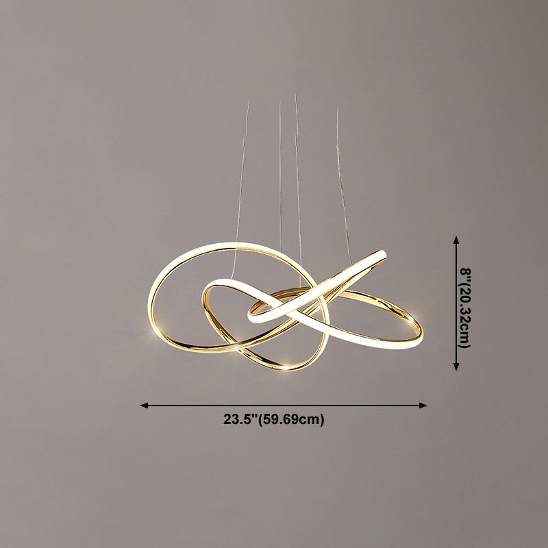 Modern Gold Chandelier Simple 1 Light LED Hanging Light with Aluminum for Bedroom