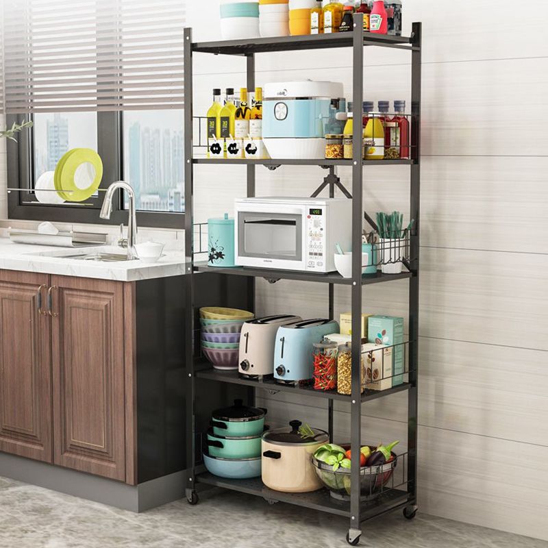 Foldable Bookcase Open Back Bookshelf with Casters for Study Room Office