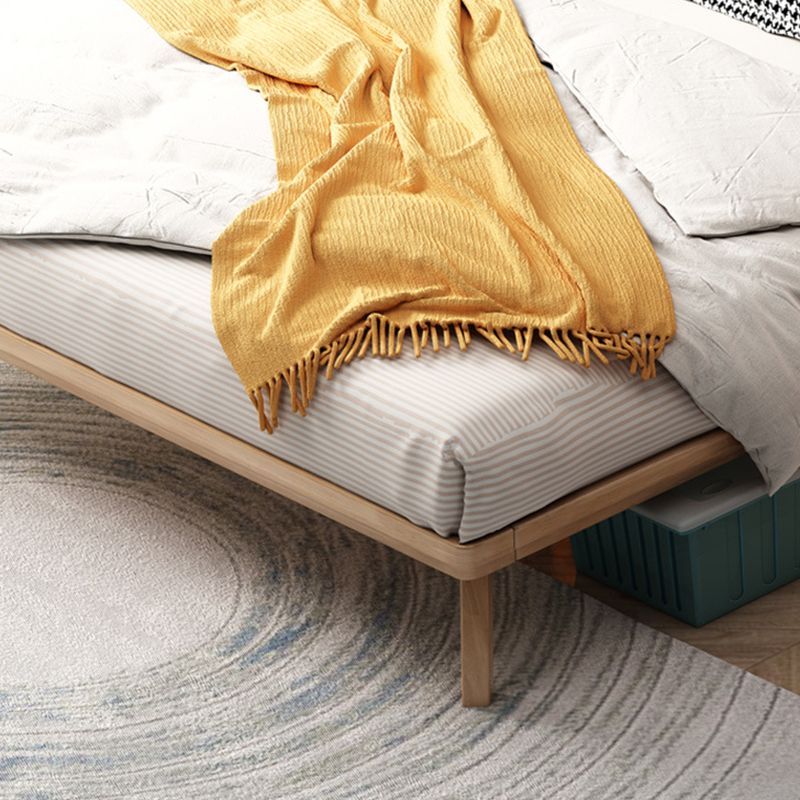 Natural Platform Bed Solid Wood Platform Bed Frame in Rubberwood