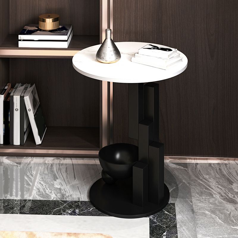 Contemporary Metal Corner Table Pedestal Round Living Room Sofa Side Accent Table