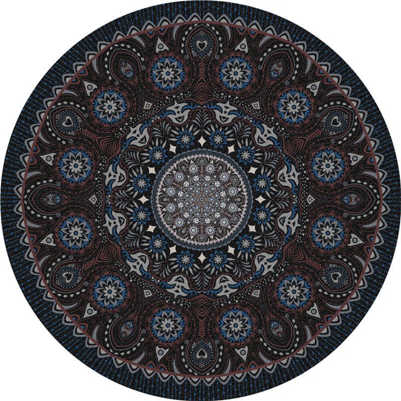 Moroccan Living Room Rug Multi-Color Flower Rug Polyester Machine Washable Stain Resistant Non-Slip Backing Area Carpet