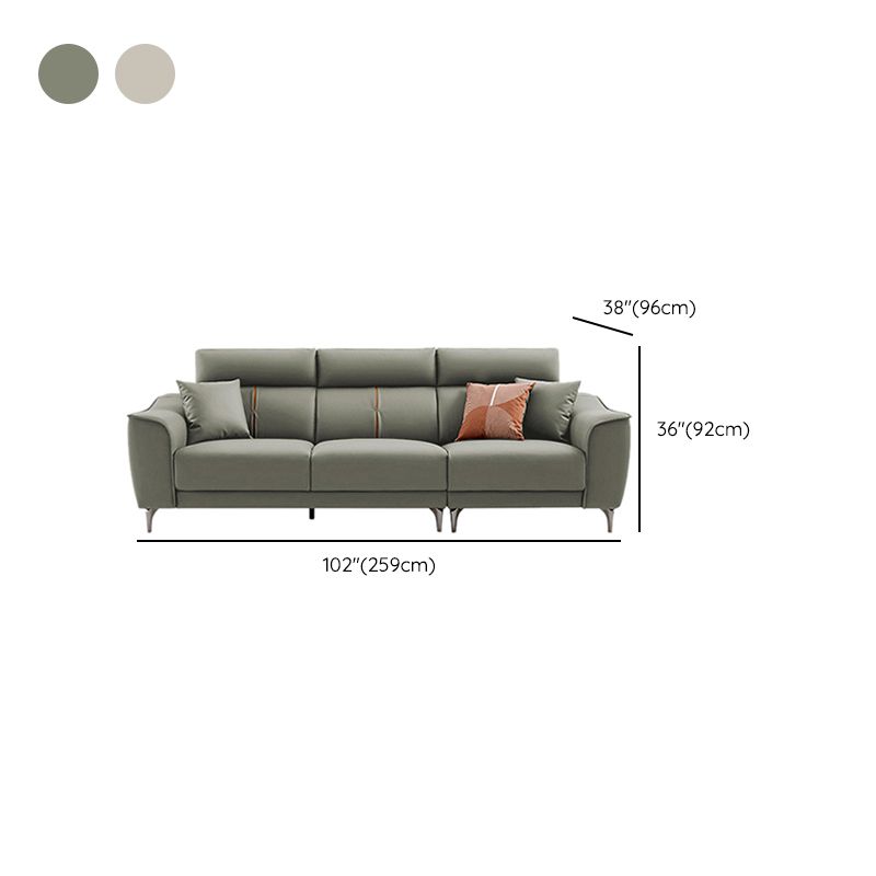 Contemporary Style Faux Leather Solid Color Sewn Pillow Back Sofa
