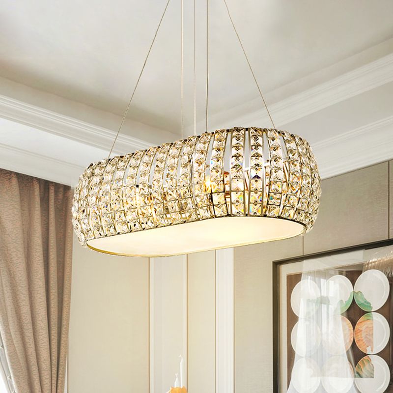 Láser Corte de lámpara de techo tradición Clear Crystal 6 cabezas de oro suspensión Luz