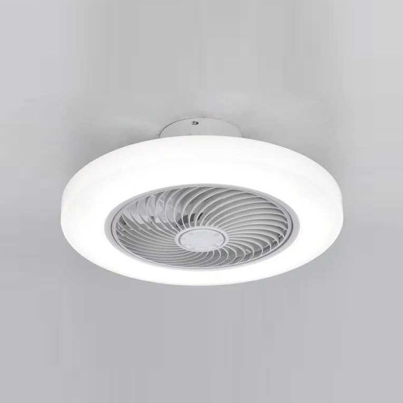 Invisible Blades Fan Lamp Modern Acrylic Bedroom LED Semi Flush Ceiling Light