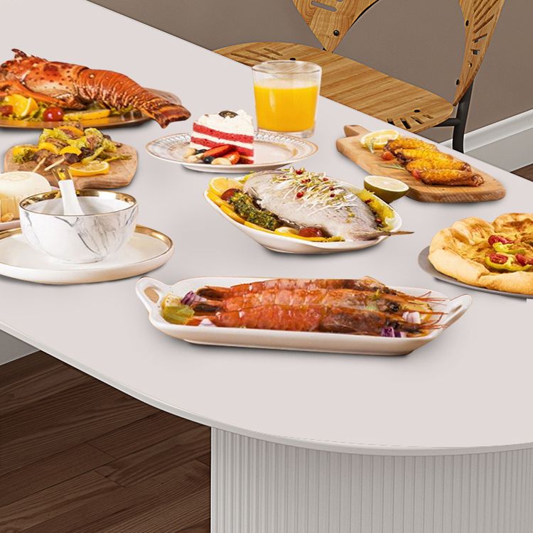 Solid Wood Modern Free Form Dining Table Sintered Stone Top Table for Dining Room