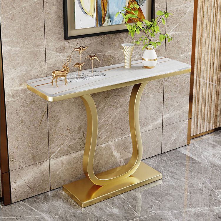 Glam Rectangle Console Table 31.5-inch Tall Stone Accent Table
