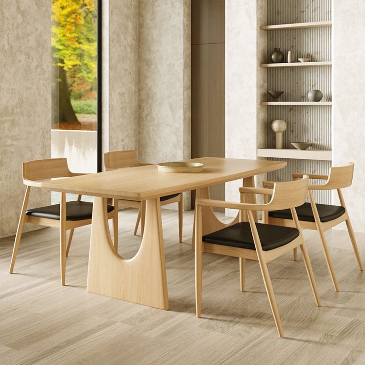Industrial Double Pedestal Dining Table Pine Wood Table for Dining Room Cafe