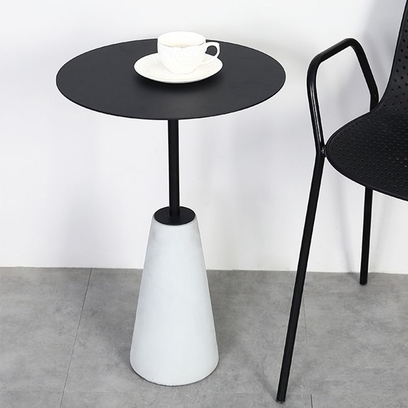 Pedestal 1 Single Coffee Table Mid-Century Modern Cocktail Table with Metal Top