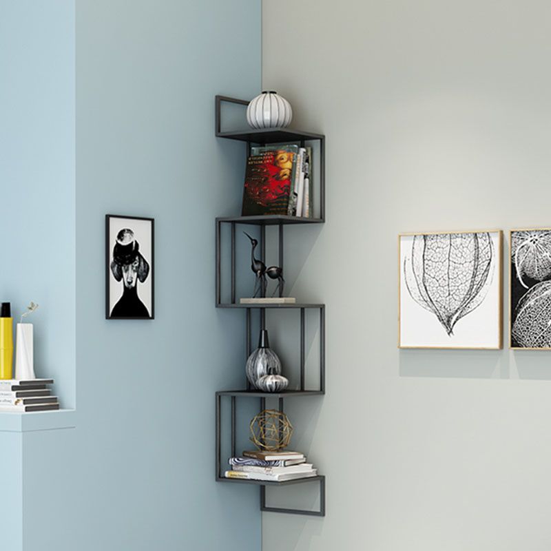 5-Shelf Modern Metal Bookcase Wall Mounted Book Shelf for Living Room, 48" H X 8.5" W