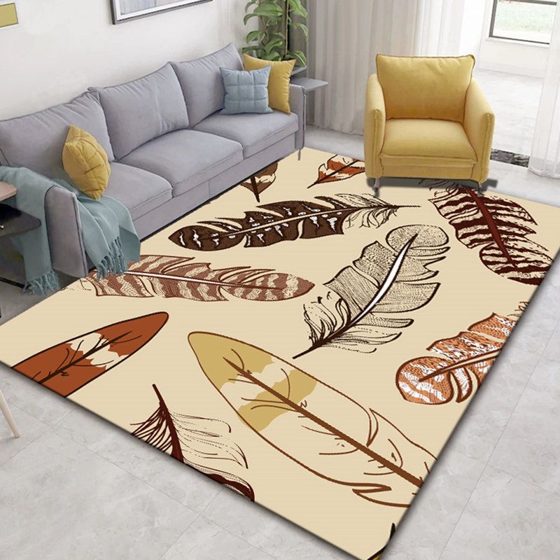 Glam Nordic Area Rug Multi-Colored Plant Carpet Stain Resistant Washable Anti-Slip Backing Rug for Sitting Room