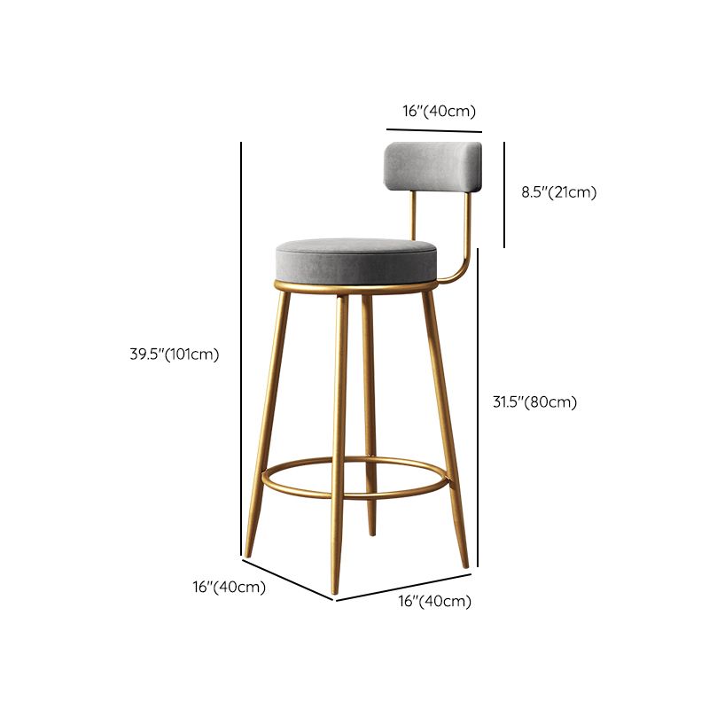 Glam Style Counter Stool Upholstered Living Room Bar Stool with Gold Frame