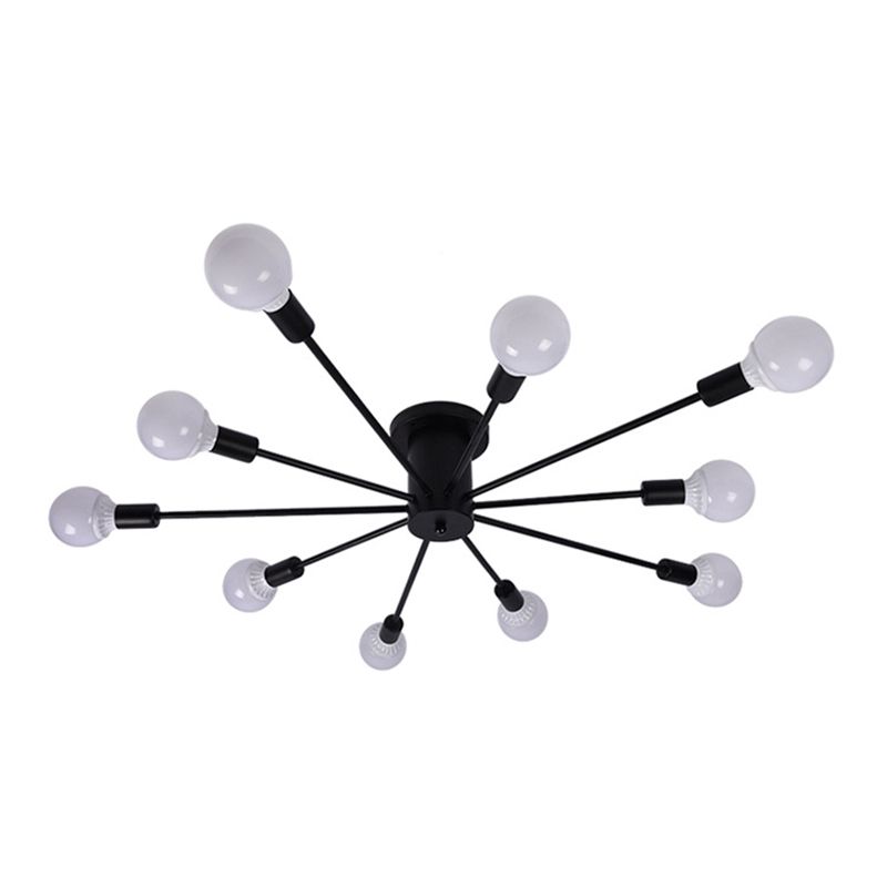 Lampada da soffitto Sputnik a semi-incasso a lampadina nuda in stile industriale creativo, apparecchio da soffitto in ferro laccato