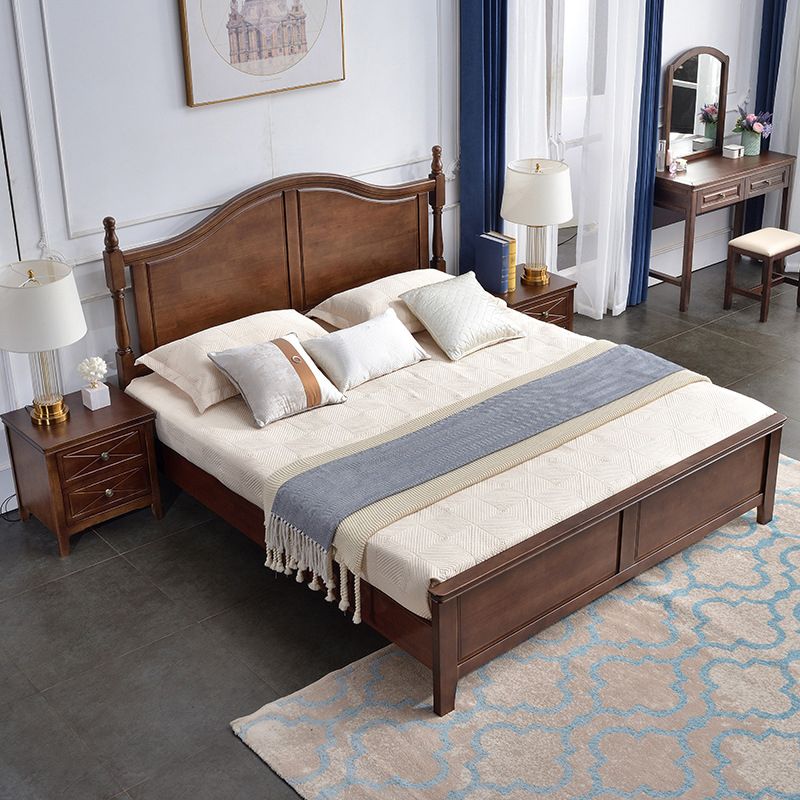 84.65 inch Wide Rustic Bed Frame Rubberwood Bed with Headboard