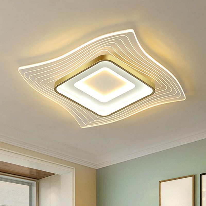 Acryl extra dun plafondlamp, eigentijds goud LED-inbouwverlichtingsarmatuur