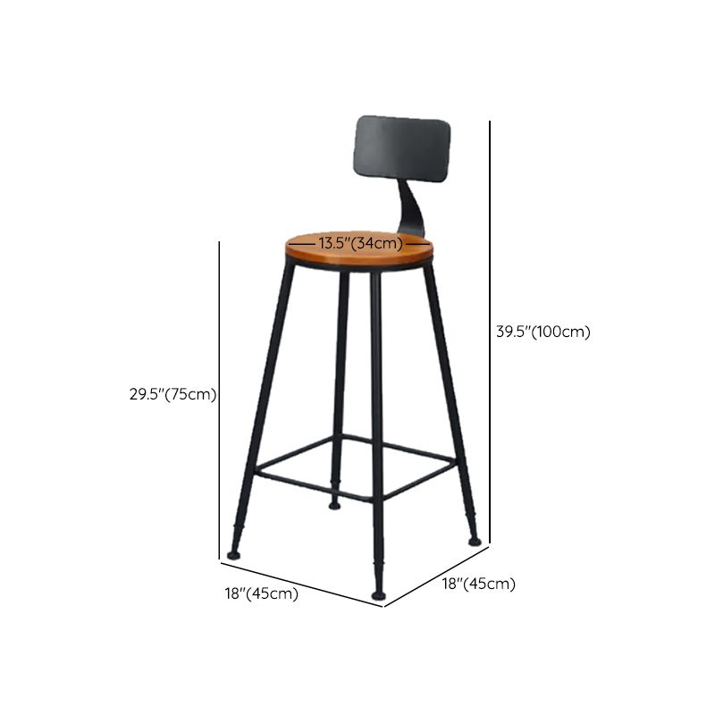 Metal Bar Stools Industrial Barstool in Black and Brown with Footrest