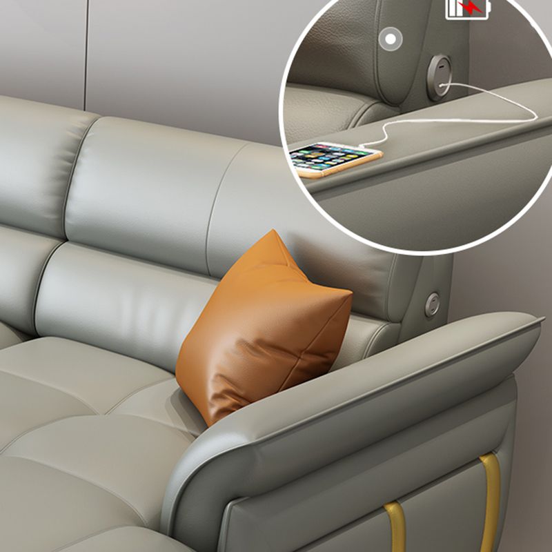 Glam Leather Convertible Sofas Flared Arms Folding Sleeper Sofa