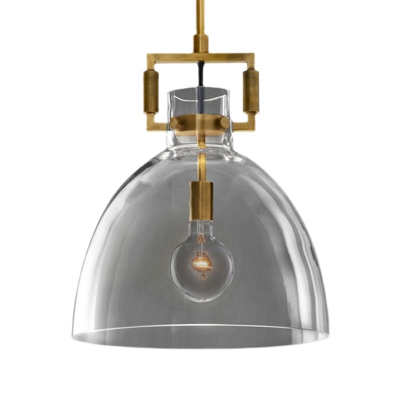 Stile industriale sospeso a sospensione vetro trasparente 1 testa a testa leggera per il ristorante Cafe