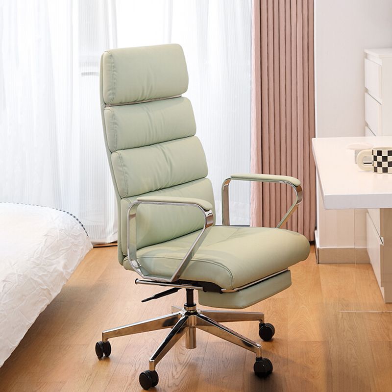 Fixed Arms Desk Chair Modern Leather Adjustable Seat Height Swivel Chair with Wheels