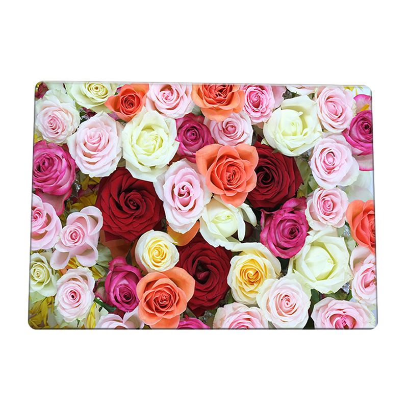 Dark Wine Red Modern Carpet Polyester Flowers Carpet Washable Carpet for Living Room