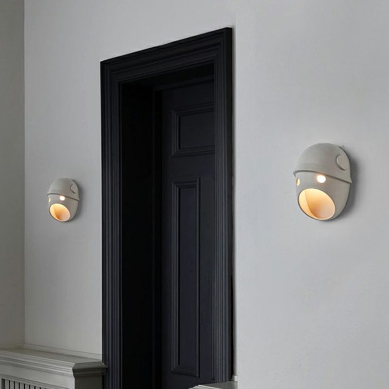 Dekorative lustige Gesichtsausdruck Wandleuchten Harz Schlafzimmer LED -Wand montiert hell in grau