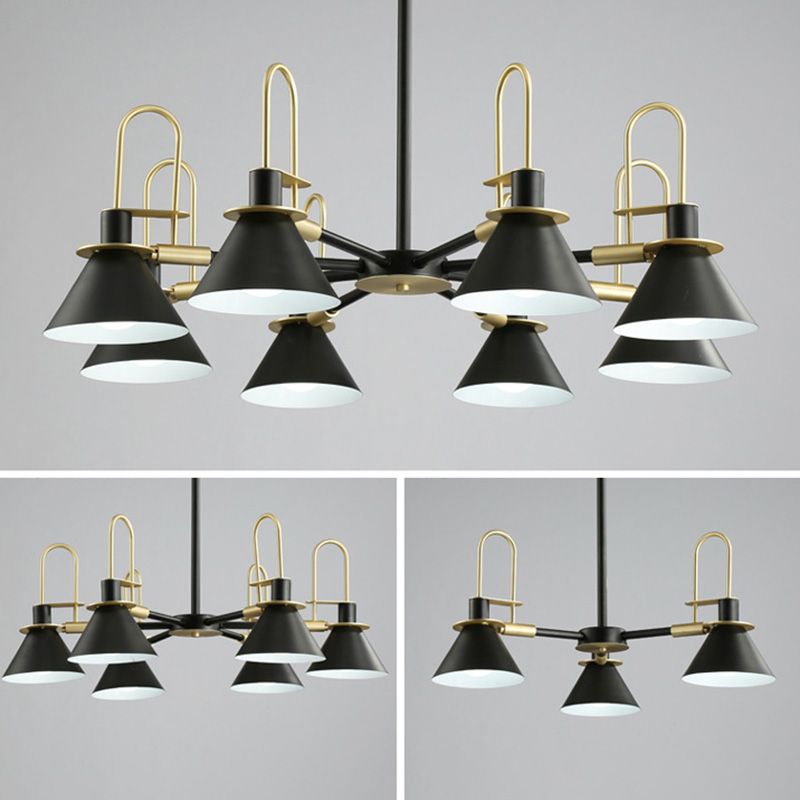 Conical Chandelier Pendant Light Minimalist Style Metal Living Room Suspension Light