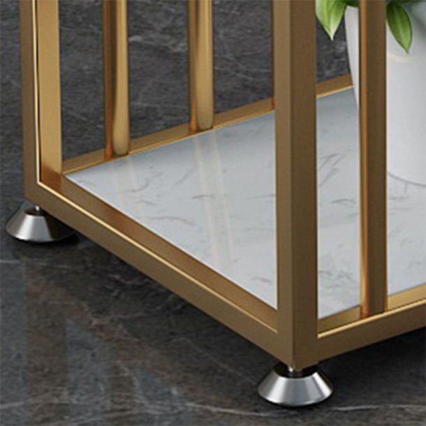 1/3 Pieces Glam Iron Bistro Set White Rectangle Faux Marble Top Bar Table Set with Shelf